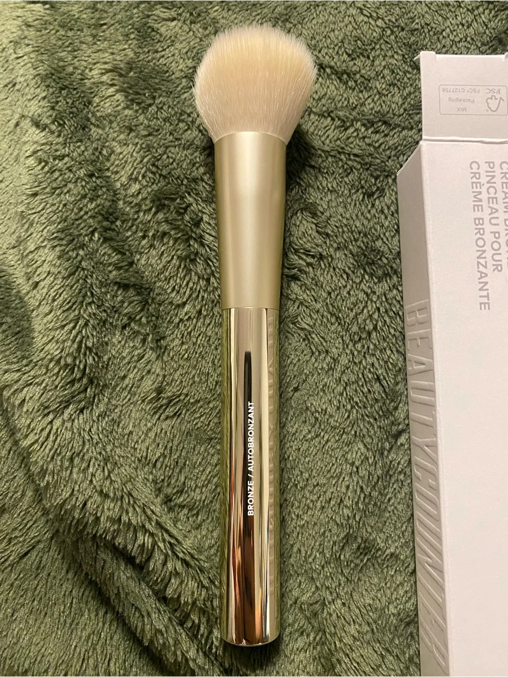 beautycounter Gold Tone Powder Brush with Cream Bristles